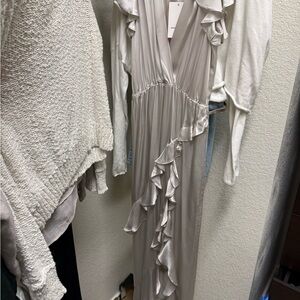 Amanda Uprichard Cream Asymmetrical Ruffle Dress